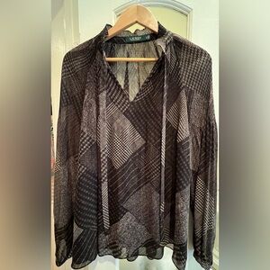 Ralph Lauren Black and White Textured Top